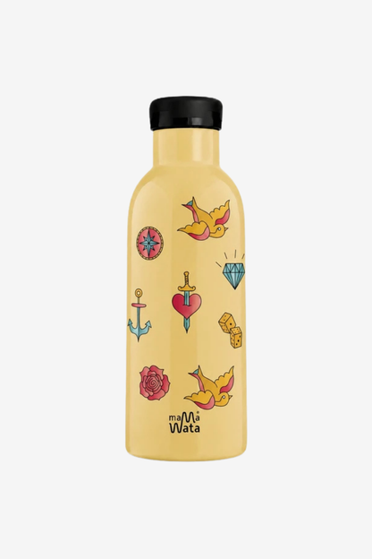 Tattoo Pipetli Çocuk Termos Matara 470 ml Paslanmaz Çelik Sızdırmaz Yalıtımlı Suluk